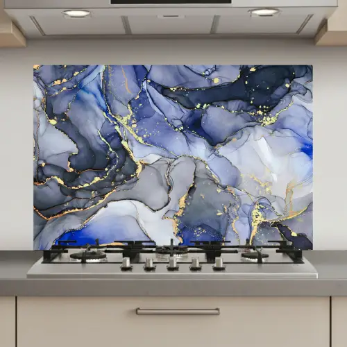 Marmer - Goud - Abstract - Blauw keuken achterwand spatscherm klein -3d_website