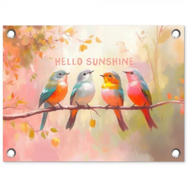 Vogels - Tak - Quote - Roze tuinposter los doek klein -3d