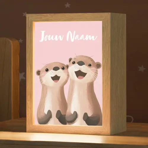 Otters - Glimlach - Bruin Light Box met kabel (Kinderlampje) klein -zzz_3d_website