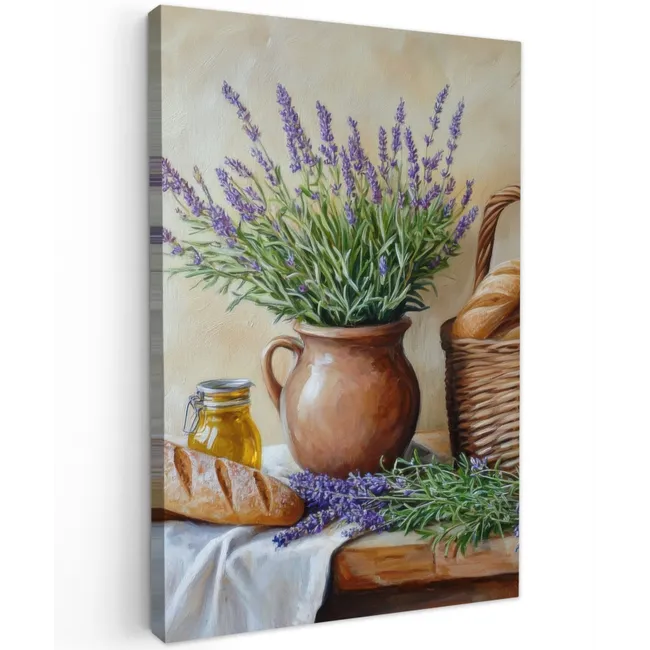 Lavendel - Brood - Stilleven Tuinposter op houten frame 2 cm dik klein -3d
