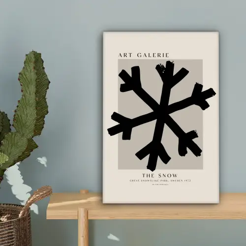 Sneeuwvlok - Kerstmis - Zwart - Feestdagen canvas 2cm klein -sfeer4