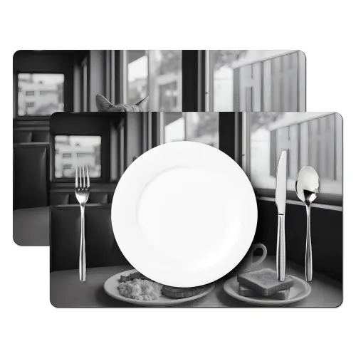 Kat - Koffie - Brood - Zwart Placemat vinyl groot -zzsfeer2_Kitchenyeah-website