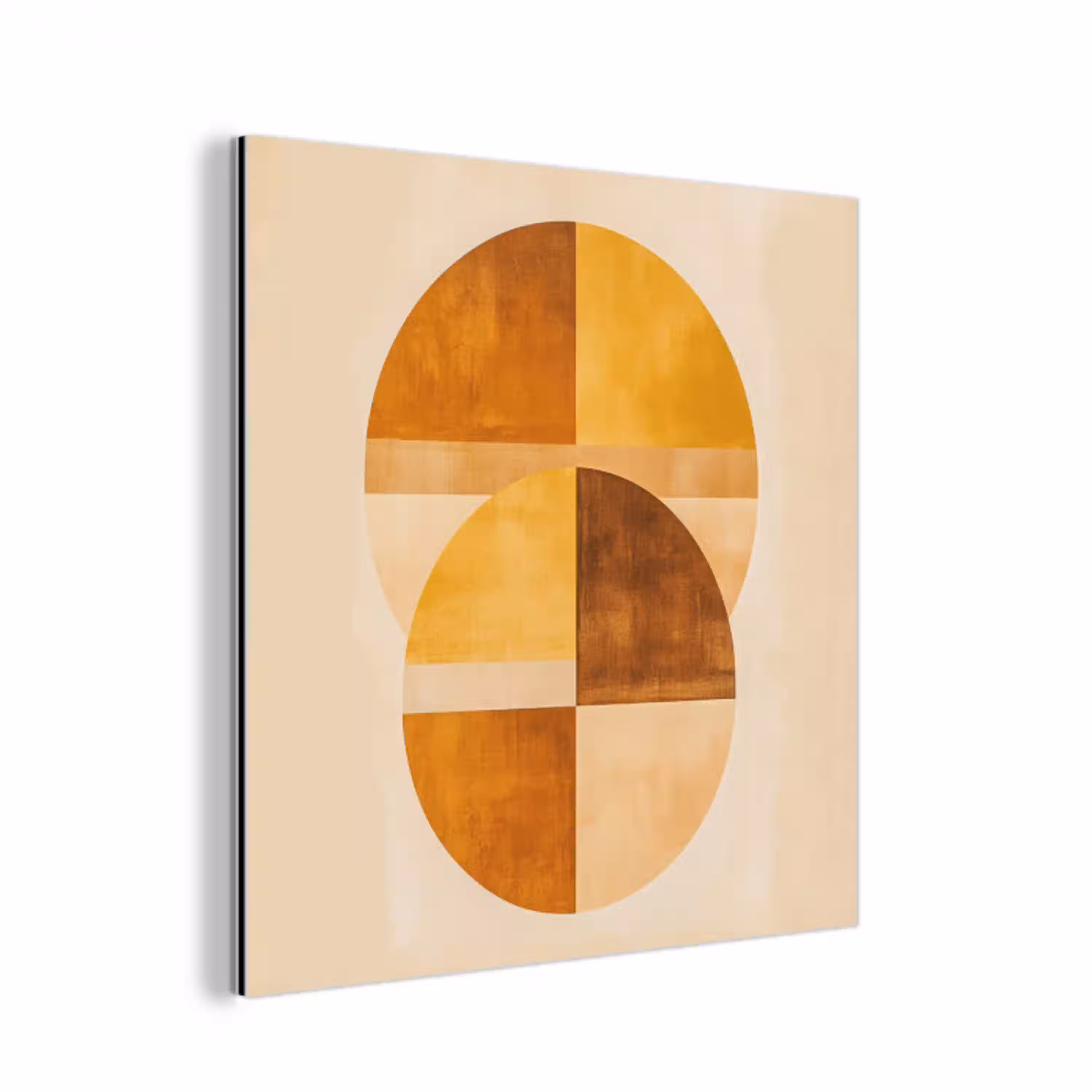 Cirkels - Geel - Minimalistisch aluminium wit klein -3d