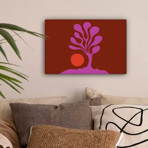 Boom - Paars - Cirkel - Vloeiend canvas 2cm klein -sfeer1