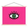 Minimalistisch - Oog - Roze textielposter latten blank klein -3d