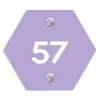 Effen - Lila - Traditioneel Naambord Hexagon klein -3d