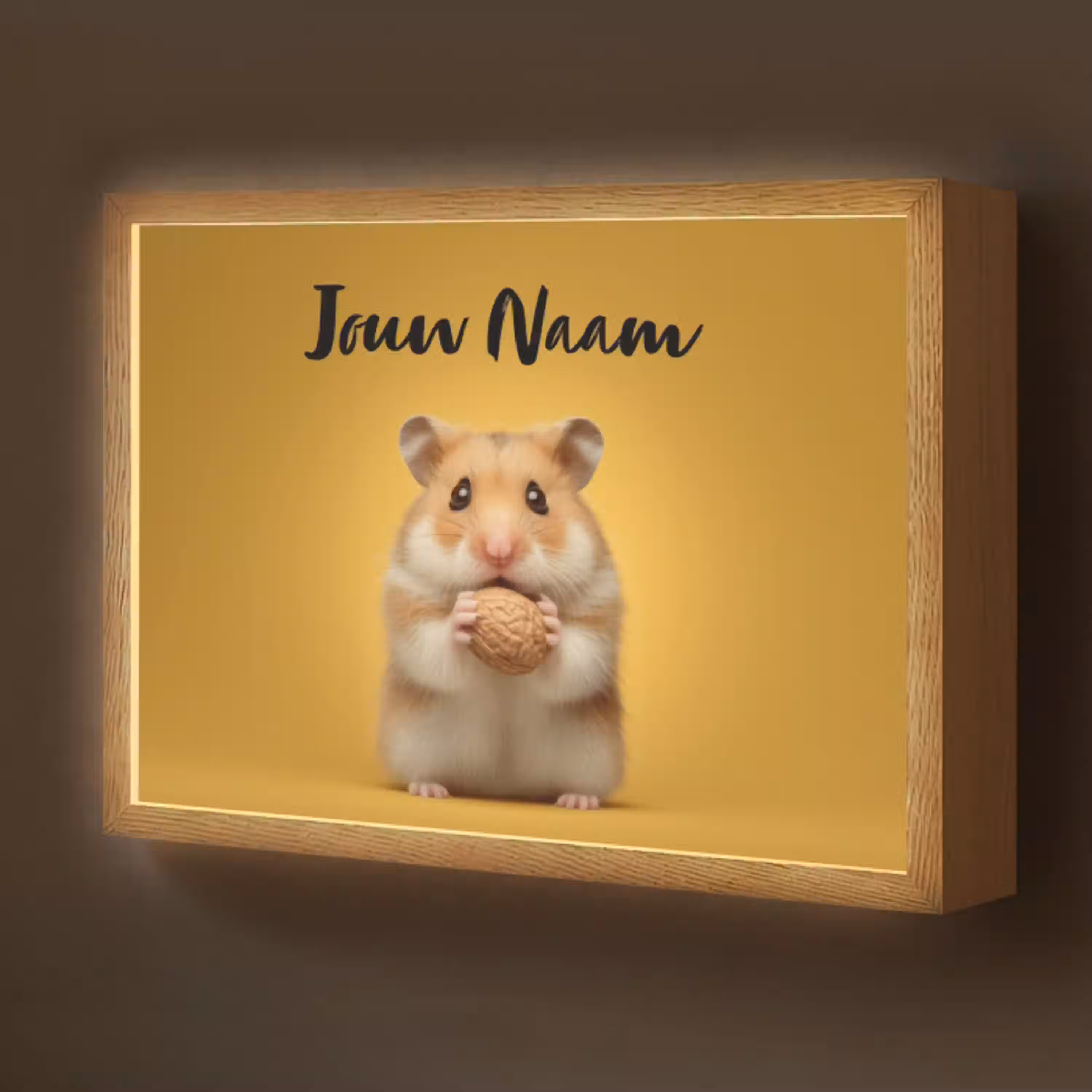 Hamster - Nootje - Geel - Knaagdier Light Box met batterij (Wandlamp kind) middel -z3d_website