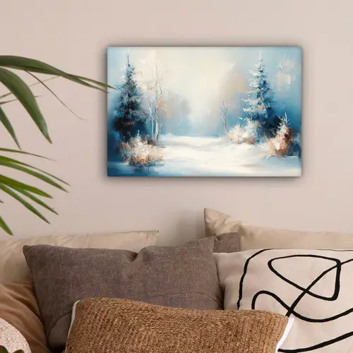 Bos - Winter - Natuur - Abstract - Sneeuw canvas 2cm klein -sfeer1