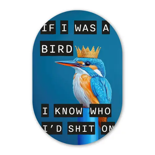 Vogel - Decoratie - Ijsvogel - Blauw Wandcirkel Ovaal Forex klein -3d
