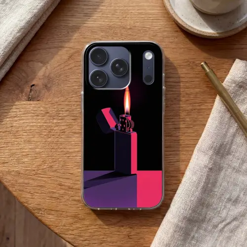 Aansteker - Vlam - Donker Telefoonhoesje iPhone 17 Pro klein -sfeer1