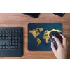 Wereldkaart - Goud - Donkerblauw muismat rubber klein -toetsenbord