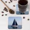 Zeilboot - Zee - Blauw onderzetter kurk middel -sfeer2