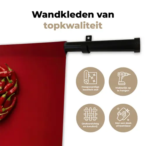 Pepers - Rood - Hart Wandkleed katoen klein -sfeer2