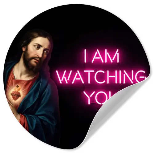 Man - Tekst - Neon Wandcirkel behangsticker klein -3d