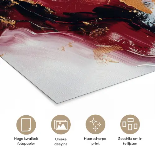 Rood - Abstract - Goud - Modern poster papier klein -closeup_NL