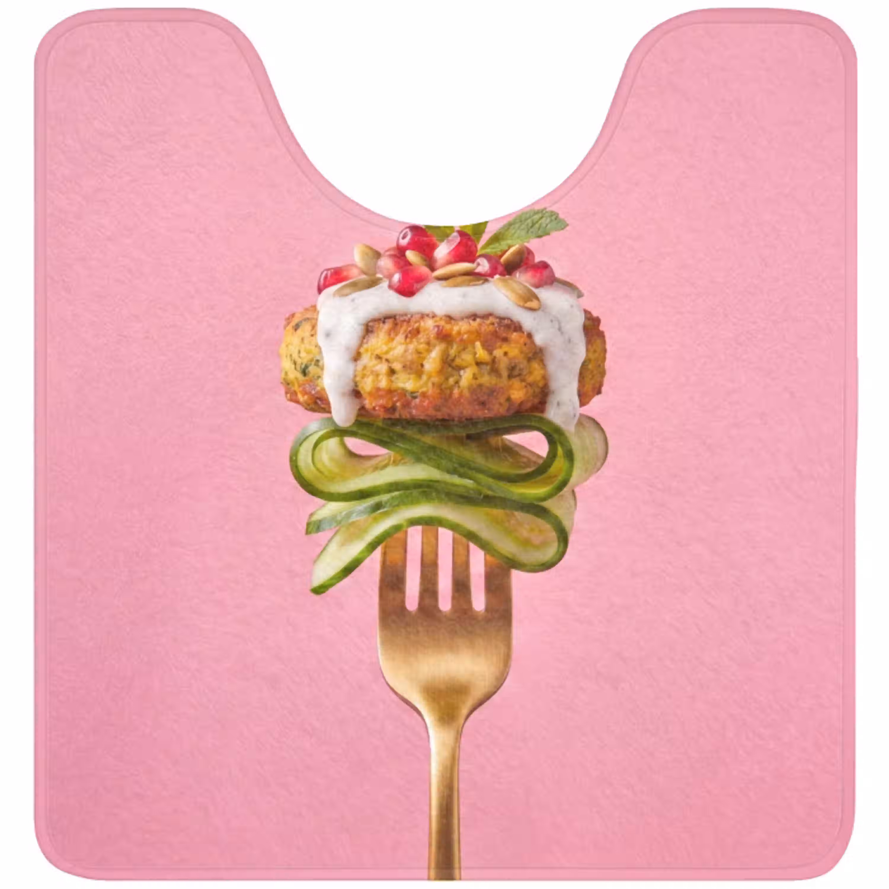 Eten - Vork - Roze WCmat U-uitsnede middel -3d