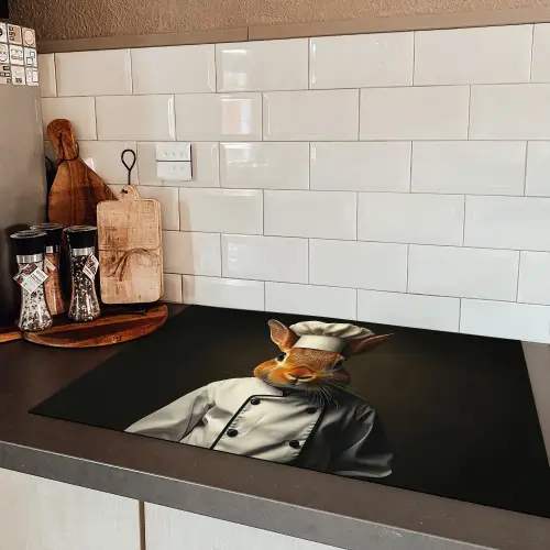 Konijn - Kok - Dier Inductie beschermer vinyl 3mm klein -sfeer3