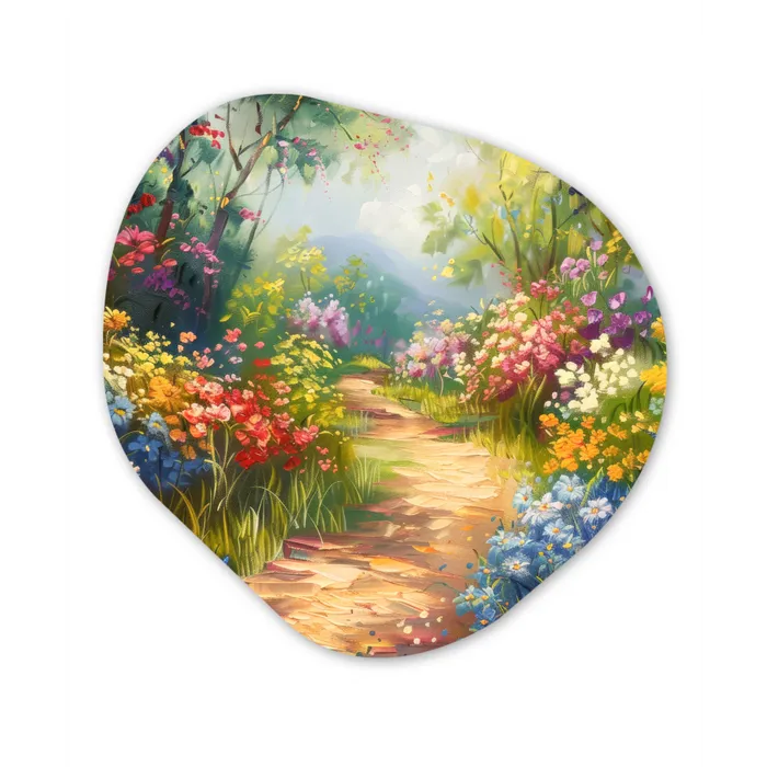 Natuur - Landschap - Bloemen - Kleurrijk Wandcirkel Organisch Forex 3mm klein -3d