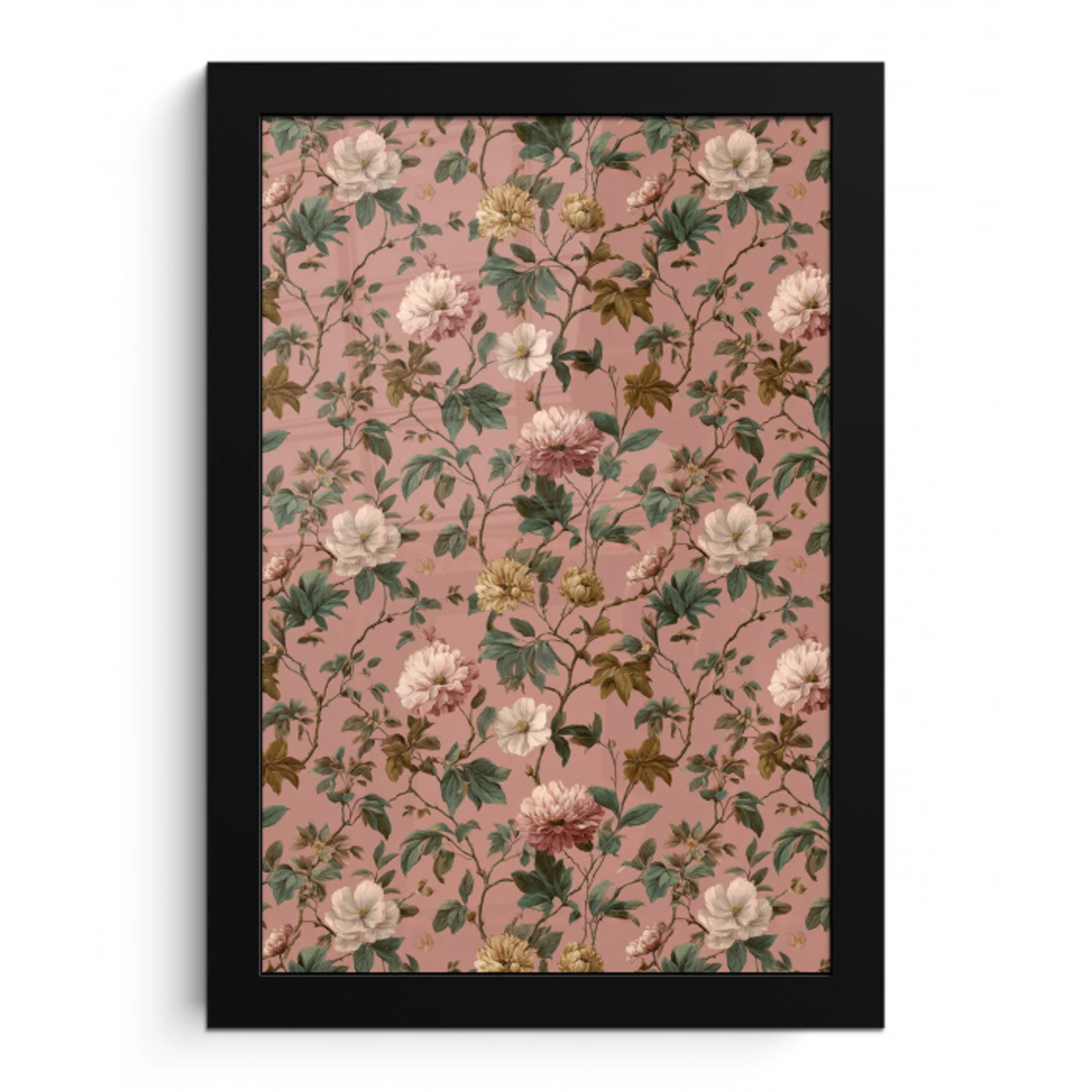 Bloemen - Klassiek - Roze fotolijst zwart zonder passe partout klein 224 -3d