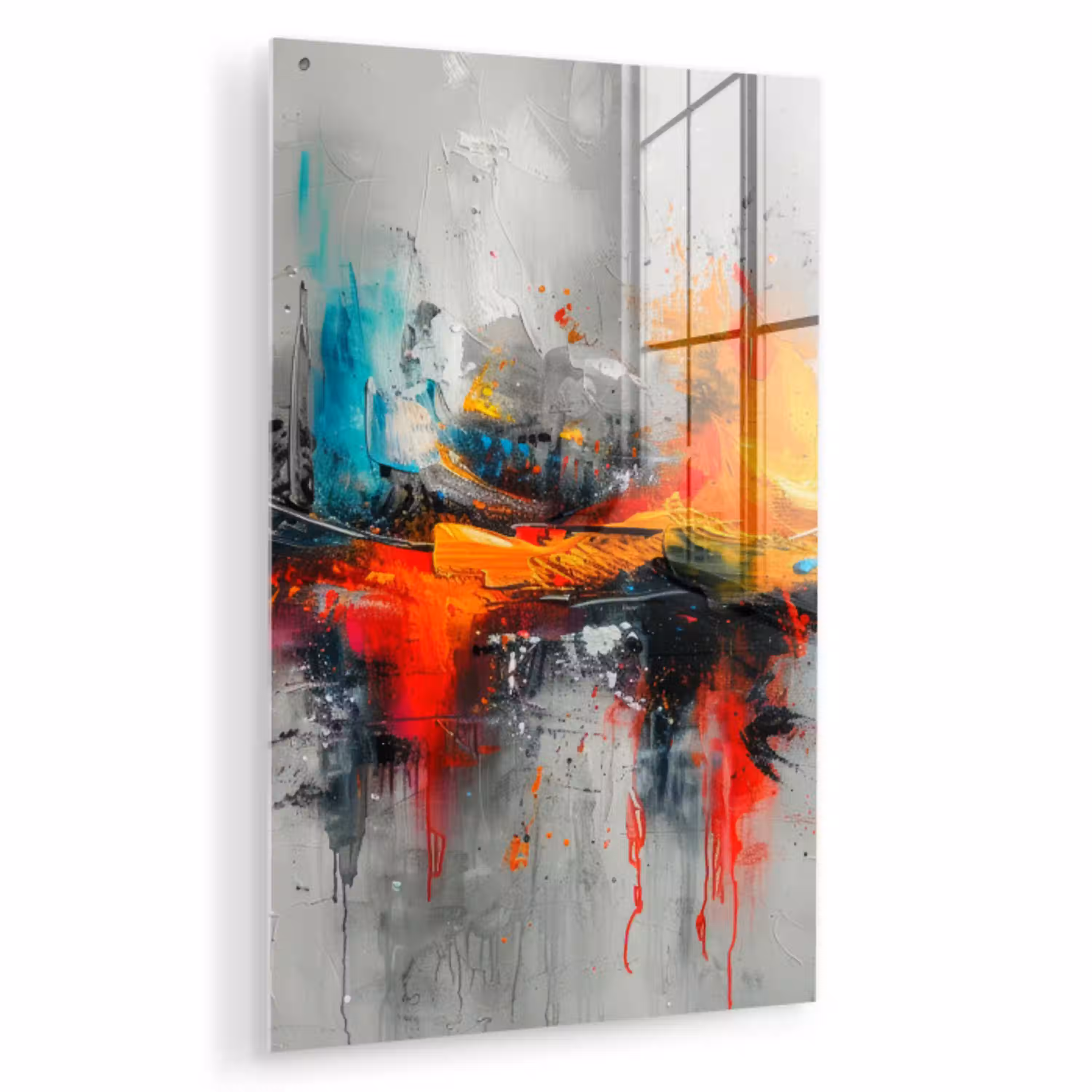 Moderne kunst - Oranje - Grijs - Abstract plexiglas 5mm klein -zzzproduct_nieuw