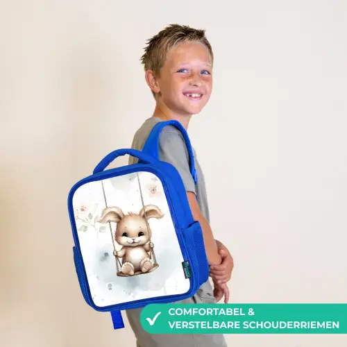 Konijn - Baby dier - Kinderen Kinderrugzak - Blauw middel -sfeer3_NL