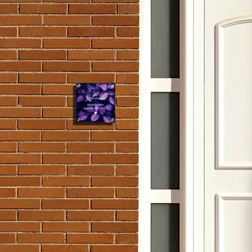 Paarse bladeren - Sierlijk Naambord Vierkant klein -sfeer3-XS