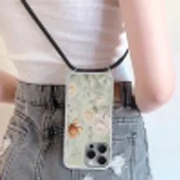 Illustratie - Bloemen - Groen Hoesje iPhone 16 Pro Max met koord klein -sfeer5