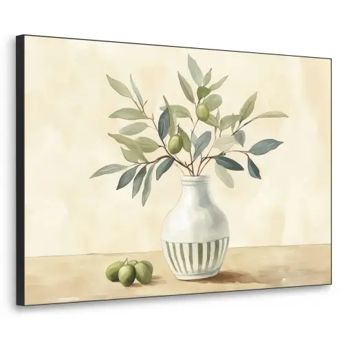 Vaas - Keramiek - Olijftakken Textielframe zwart klein -3d