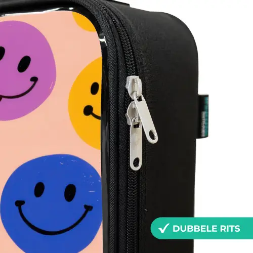 Vrolijk Smiley-patroon Kinderkoffer - Zwart klein -rits_NL