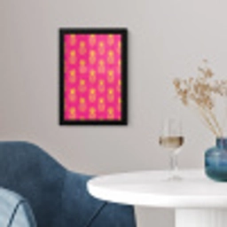 Ananas - Trendy - Roze fotolijst zwart zonder passe partout klein 224 -sfeer4