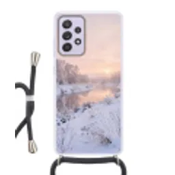 Rivier - Winter - Landschap - Sneeuw - Zonsopgang Hoesje Samsung Galaxy A52 5G met koord klein -3d