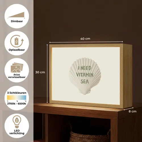 Schelp - Quote - Groen Light Box met batterij (Wandlamp) middel -USP_websiteoverzichtNL