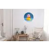 Badeend - Handdoek - Blauw Wandcirkel aluminium klein -woonkamer