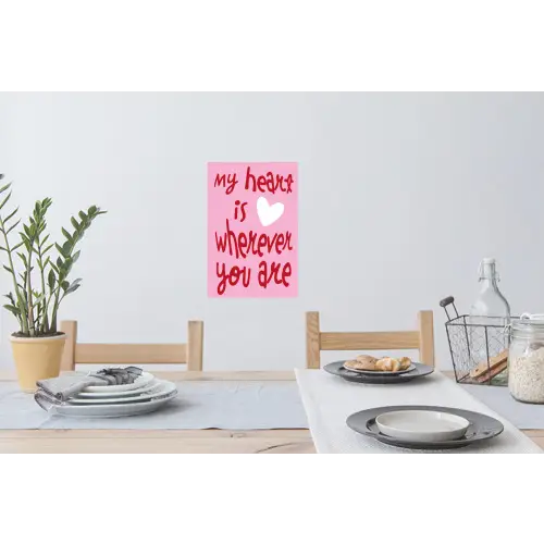 Valentijn - Hart - Liefde - Roze Muursticker klein -eettafel