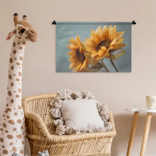 Zonnebloemen - Geel - Wazig Wandkleed katoen klein -wsfeer5_kind