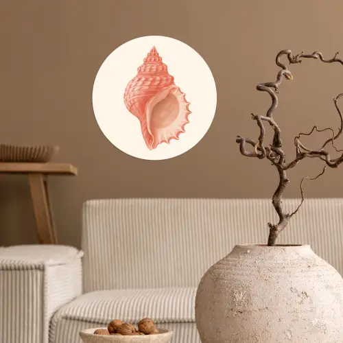 Schelp - Roze - Structuur Wandcirkel behangsticker klein -sfeer1