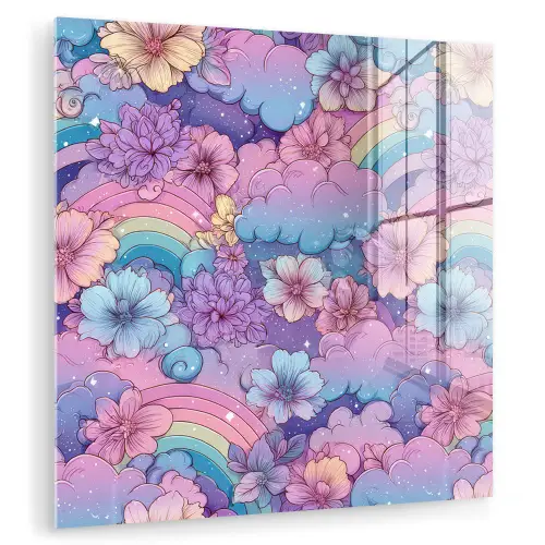 Regenbogen - Bloemen - Kleurrijk - Wolken plexiglas 5mm klein -zzzproduct_nieuw