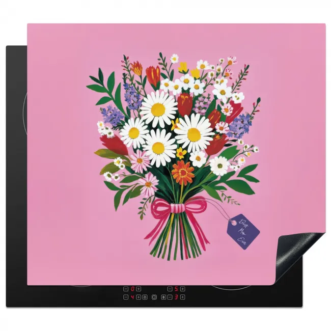 Bloemen - Quote - Kaartje - Kleurrijk Inductie beschermer vinyl 3mm middel -3d