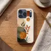 Vormen - Rond - Bladeren - Beige Telefoonhoesje iPhone 17 Pro klein -sfeer1