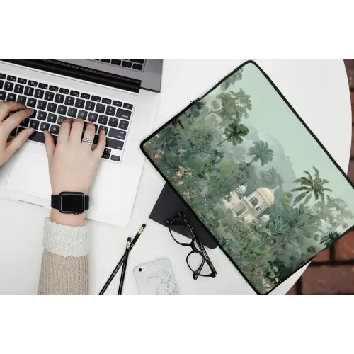 Tropische tuin - Koepelgebouw - Bloemen laptophoes neopreen klein -bureau