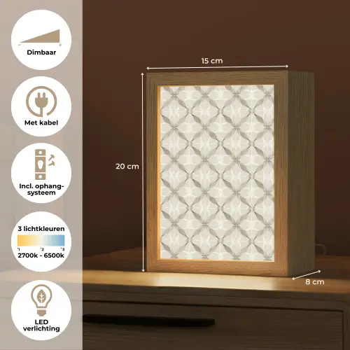 Grafisch - Patroon - Grijs Light Box met kabel (Tafellamp) klein 925 -USP_NL