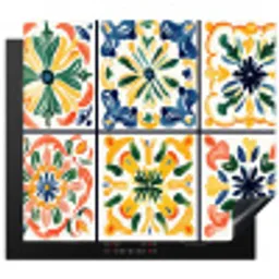 Spaans - Tegels - Keramiek - Bloemen Inductie beschermer vinyl 3mm middel -3d