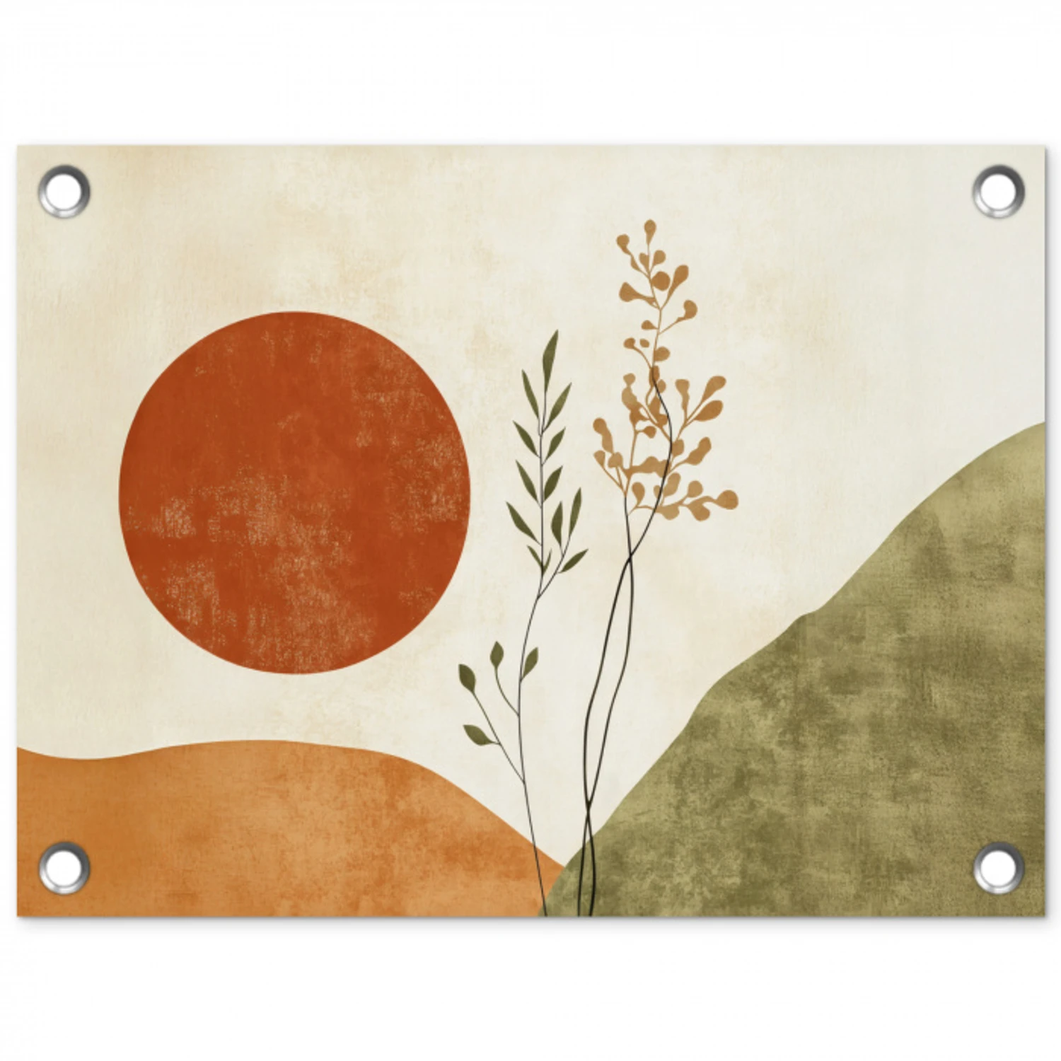Zon - Abstract - Takken - Oranje tuinposter los doek klein -3d