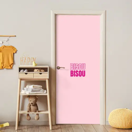 Bisou - Roze - Minimalistisch deurposter klein -sfeer4