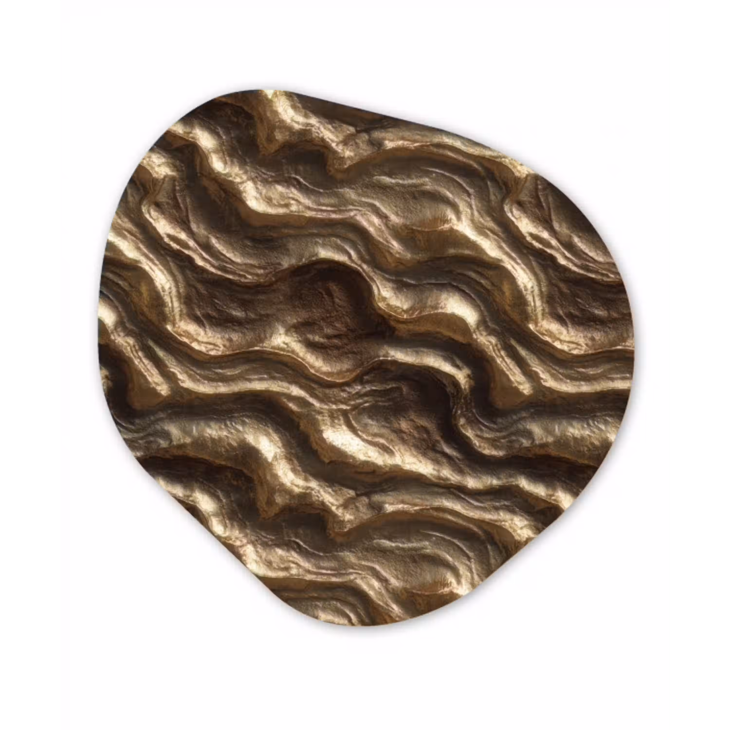 Reliëf - Golven - Abstract - Bronsgoud Wandcirkel Organisch Aluminium middel 851 -3d