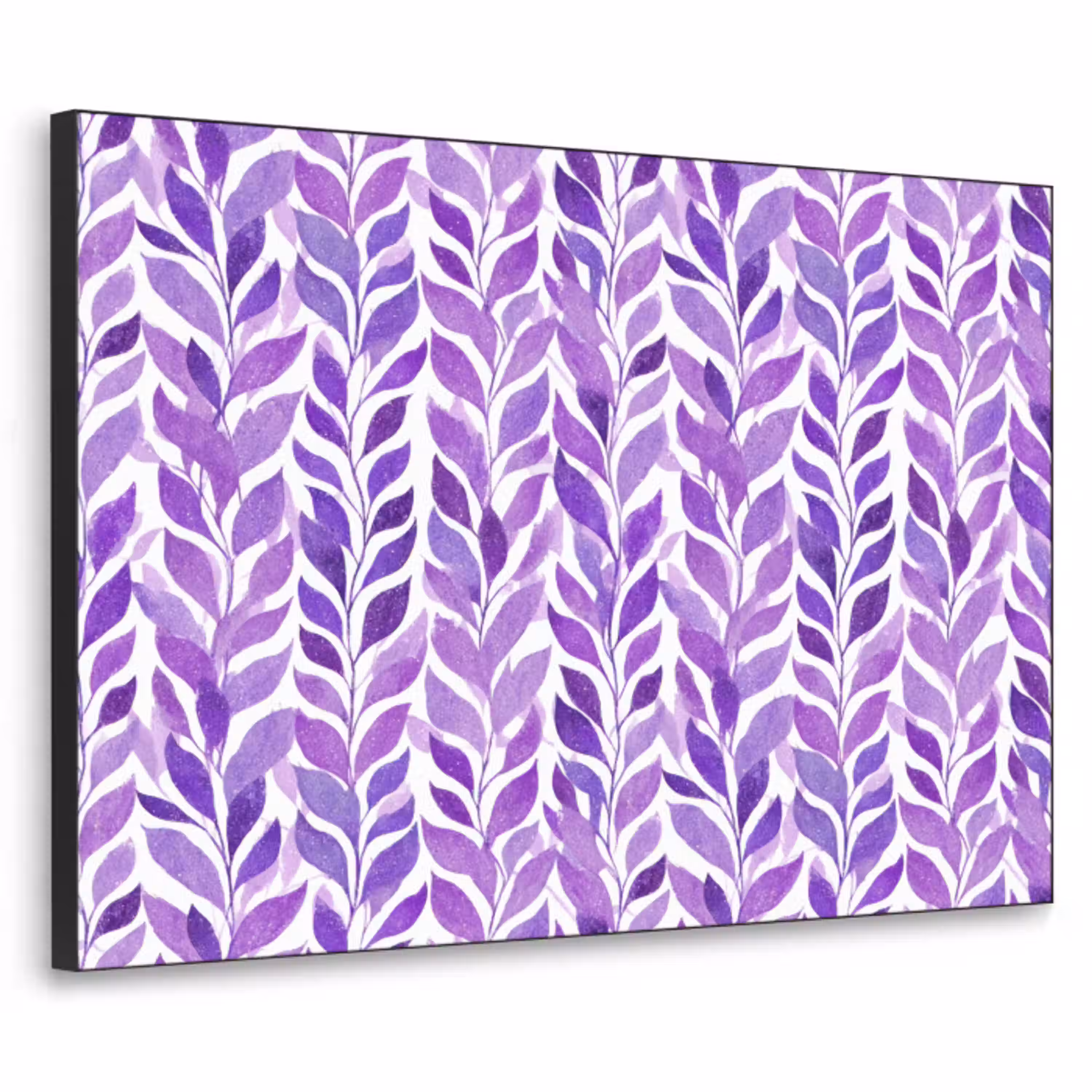 Paars - Botanisch - Bladeren - Aquarel - Takken - Patroon Textielframe zwart klein 947 -3d