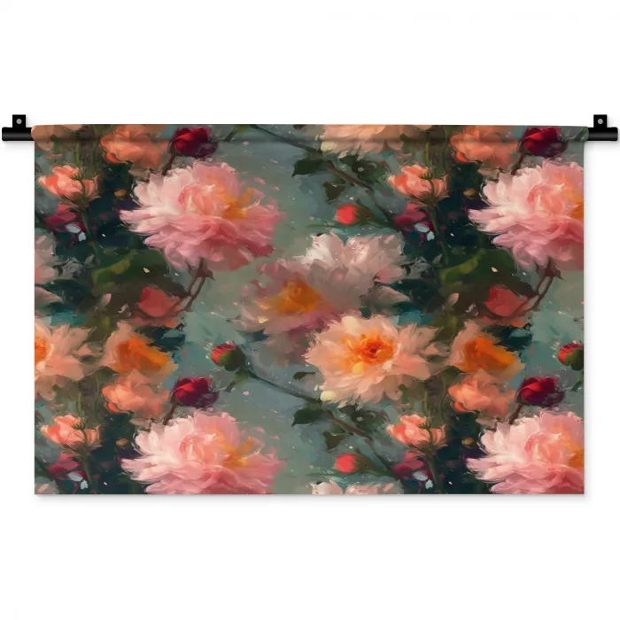 Dahlia - Bloemen - Patroon Wandkleed katoen klein 269 -zz3d