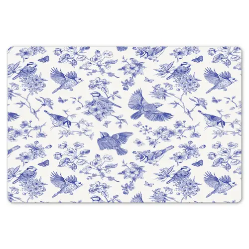 Birds - Flowers - Blue Placemat vinyl groot 368 -zzsfeer1_Kitchenyeah-website