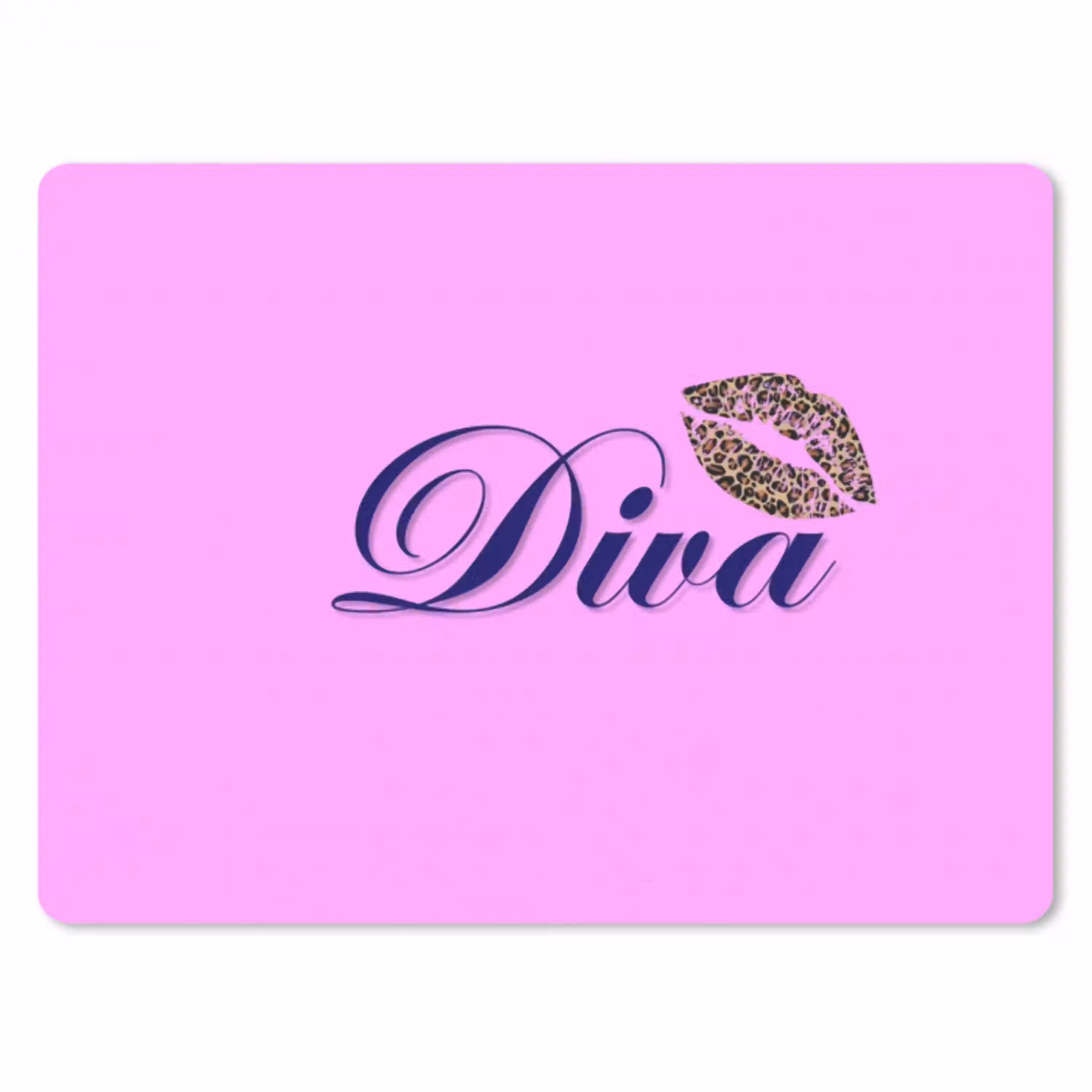 Diva - Lip - Panterprint - Roze muismat rubber klein -3d
