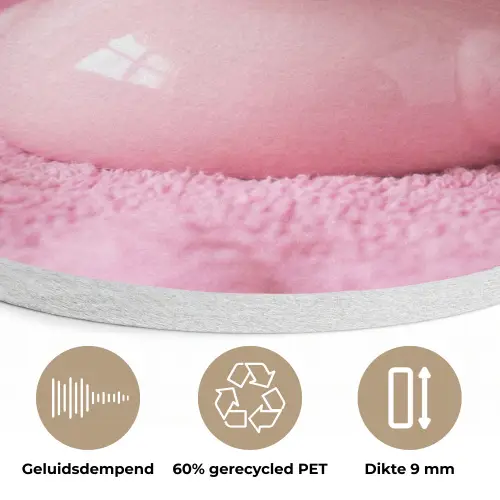 Badeend -Strik - Roze Akoestische PET Vilt - Rond klein -closeup_NL